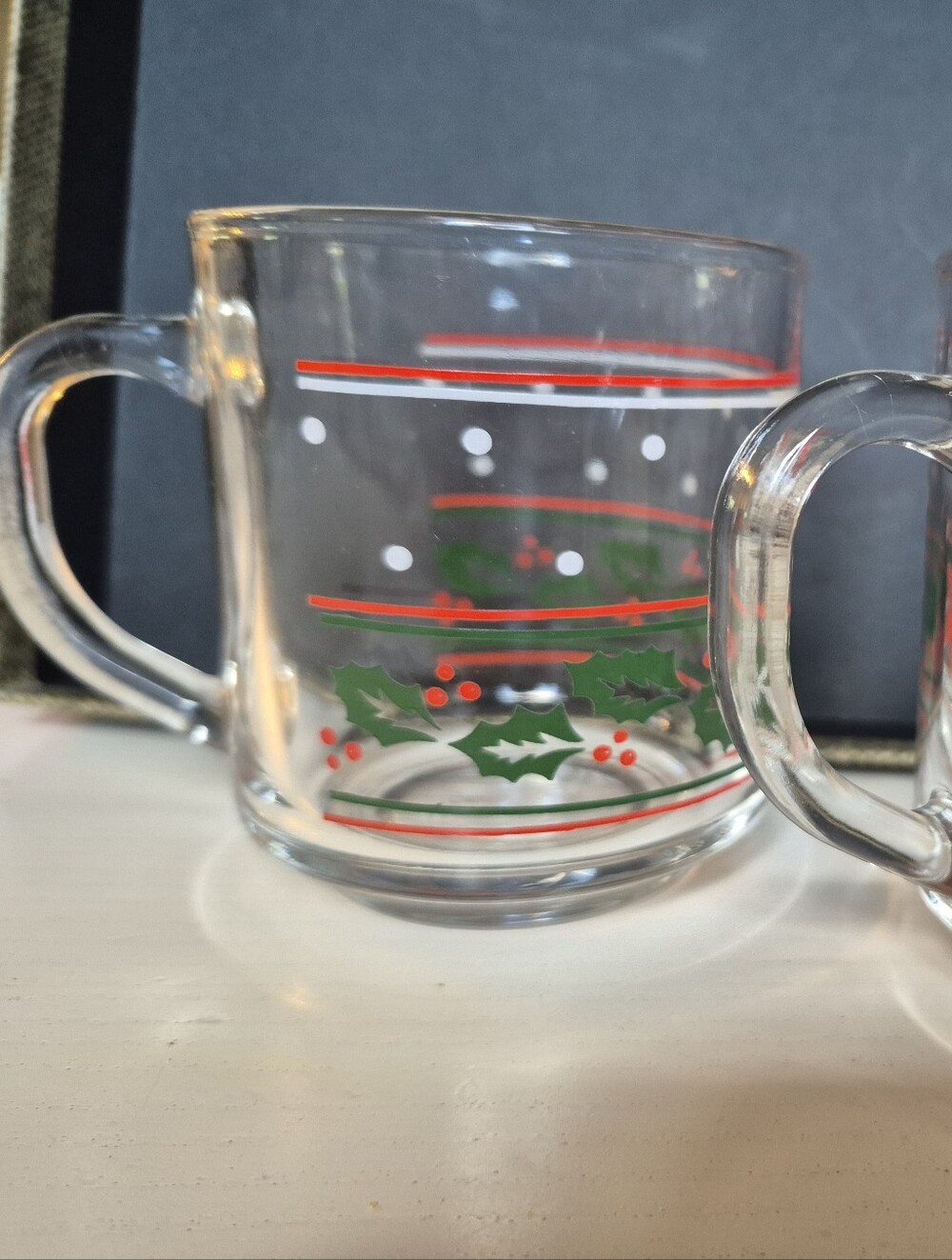 Vintage Glass Christmas Mugs